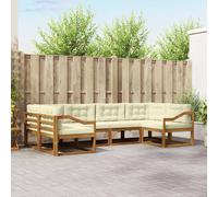 vidaXL Set di divani da esterno con cuscino 6 pcs Naturale e Crema, Set di divani in legno di acacia, lounge moderna per il giardino, mobili resistenti, opzioni eleganti per il patio