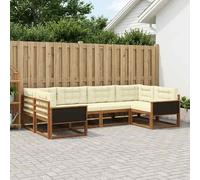 vidaXL Set di divani da esterno con cuscino 6 pcs Naturale e Crema, Set di divani in legno di acacia, lounge moderna per il giardino, mobili resistenti, opzioni eleganti per il patio