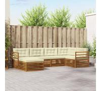 vidaXL Set di divani da esterno con cuscino 6 pcs Naturale e Crema, Divano moderno per esterni, set sezionale resistente, lounge comoda, mobili da giardino per il terrazzo