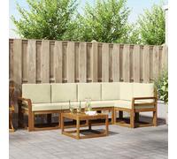 vidaXL Set di divani da esterno con cuscino 6 pcs Naturale e Crema, Divano da giardino, mobili sezionali moderni da esterno, seduta durevole per terrazza, set lounge confortevole per rilassarsi