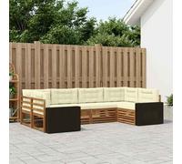 vidaXL Set di divani da esterno con cuscino 6 pcs Naturale e Crema