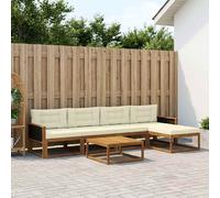 vidaXL Set di divani da esterno con cuscino 6 pcs Naturale e Crema, Set di divani da esterno moderno, Lounge da patio, Sezionale resistente alle intemperie, Mobili da giardino