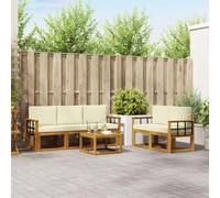 vidaXL Set di divani da esterno con cuscino 6 pcs Naturale e Crema