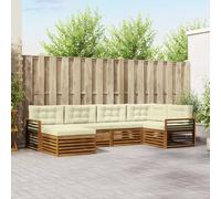 vidaXL Set di divani da esterno con cuscino 6 pcs Naturale e Crema, Divano moderno per esterni, set sezionale resistente, lounge comoda, mobili da giardino per il terrazzo