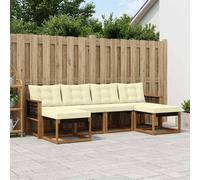 vidaXL Set di divani da esterno con cuscino 6 pcs Naturale e Crema, Divano Sezionale da Giardino, Mobili Moderni per Esterni, Set Patio Resistente, Posti Comodi per la Terrazza