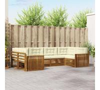 vidaXL Set di divani da esterno con cuscino 6 pcs Naturale e Crema