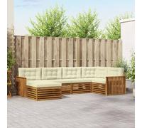 vidaXL Set di divani da esterno con cuscino 6 pcs Naturale e Crema, Divano moderno per esterni, set sezionale resistente, lounge comoda, mobili da giardino per il terrazzo