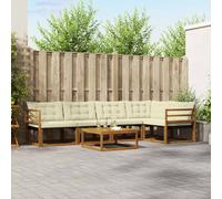 vidaXL Set di divani da esterno con cuscino 6 pcs Naturale e Crema, Divano da Giardino, Sezionale Outdoor Moderno, Arredo Resistente, Lounge per Patio, Comfort alla Moda per Relax
