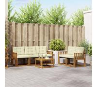 vidaXL Set di divani da esterno con cuscino 6 pcs Naturale e Crema, Divano da Giardino, Set Sezionale Moderno per Esterni, Comfort in Terrazza per Relaxare