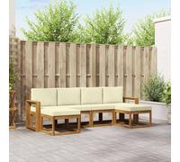 vidaXL Set di divani da esterno con cuscino 6 pcs Naturale e Crema, Divano da esterno moderno, arredo giardino resistente, lounge elegante per piscina, seating versatile, design minimalista