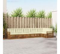 vidaXL Set di divani da esterno con cuscino 6 pcs Naturale e Crema, Mobili da giardino, divano moderno per esterni, set sezionale per patio, comfort resistente per il terrazzo