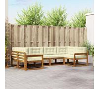 vidaXL Set di divani da esterno con cuscino 6 pcs Naturale e Crema, Set di divani in legno massello di acacia, mobili da giardino moderni, seduta a bordo piscina, lounge in giardino, patio