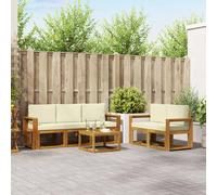 vidaXL Set di divani da esterno con cuscino 6 pcs Naturale e Crema, Divano da esterno, mobili modulari, set per patio, sedute da giardino robuste per il comfort sulla terrazza
