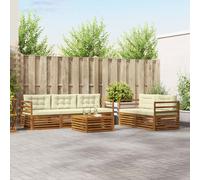 vidaXL Set di divani da esterno con cuscino 6 pcs Naturale e Crema