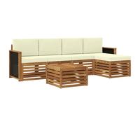 vidaXL Set di divani da esterno con cuscino 6 pcs Naturale e Crema, Arredamento da giardino, divano moderno all'aperto, set angolare, lounge patio, comfort per terrazza