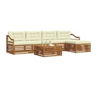 vidaXL Set di divani da esterno con cuscino 6 pcs Naturale e Crema, Divano da esterno, arredo moderno per giardino, set sezionale resistente per lounge e terrazzo