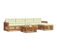 vidaXL Set di divani da esterno con cuscino 6 pcs Naturale e Crema, Divano da esterno, arredo moderno per giardino, set sezionale resistente per lounge e terrazzo