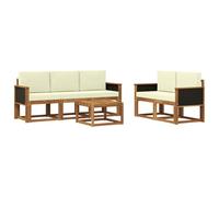 vidaXL Set di divani da esterno con cuscino 6 pcs Naturale e Crema, Divano da esterno, mobili modulari, set per patio, sedute da giardino robuste per il comfort sulla terrazza