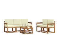 vidaXL Set di divani da esterno con cuscino 6 pcs Naturale e Crema, Divano da esterno, mobili modulari, set per patio, sedute da giardino robuste per il comfort sulla terrazza
