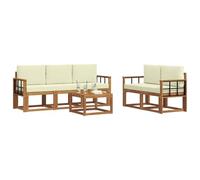 vidaXL Set di divani da esterno con cuscino 6 pcs Naturale e Crema, Divano da esterno, mobili modulari, set per patio, sedute da giardino robuste per il comfort sulla terrazza
