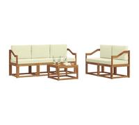 vidaXL Set di divani da esterno con cuscino 6 pcs Naturale e Crema, Divano da esterno, mobili modulari, set per patio, sedute da giardino robuste per il comfort sulla terrazza