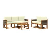 vidaXL Set di divani da esterno con cuscino 6 pcs Naturale e Crema, Divano da esterno, mobili modulari, set per patio, sedute da giardino robuste per il comfort sulla terrazza