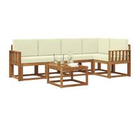 vidaXL Set di divani da esterno con cuscino 6 pcs Naturale e Crema, Divano da giardino, mobili sezionali moderni da esterno, seduta durevole per terrazza, set lounge confortevole per rilassarsi