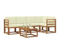 vidaXL Set di divani da esterno con cuscino 6 pcs Naturale e Crema, Divano da giardino, mobili sezionali moderni da esterno, seduta durevole per terrazza, set lounge confortevole per rilassarsi