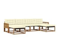 vidaXL Set di divani da esterno con cuscino 6 pcs Naturale e Crema, Divano Sezionale da Giardino, Lounge Moderna, Seduta Resistente per Ambienti Esterni e Comfort in Terrazza