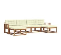 vidaXL Set di divani da esterno con cuscino 6 pcs Naturale e Crema, Divano da giardino moderno, set elegante per esterni, mobili in acacia, relax in giardino, vicino alla piscina