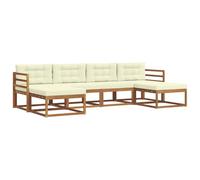 vidaXL Set di divani da esterno con cuscino 6 pcs Naturale e Crema, Divano da giardino moderno, set elegante per esterni, mobili in acacia, relax in giardino, vicino alla piscina
