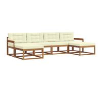 vidaXL Set di divani da esterno con cuscino 6 pcs Naturale e Crema, Divano da giardino moderno, set elegante per esterni, mobili in acacia, relax in giardino, vicino alla piscina