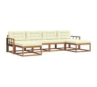 vidaXL Set di divani da esterno con cuscino 6 pcs Naturale e Crema, Divano da giardino moderno, set elegante per esterni, mobili in acacia, relax in giardino, vicino alla piscina