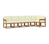 vidaXL Set di divani da esterno con cuscino 6 pcs Naturale e Crema, Divano da giardino moderno, set sezionale resistente per esterni, mobili lounge per patio, posti a sedere in terrazza, confortevole