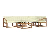 vidaXL Set di divani da esterno con cuscino 6 pcs Naturale e Crema, Divano da Giardino, Set Moderno per Esterni, Arredo Resistente, Lounging in Terrazza, Per il Tuo Salotto