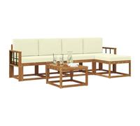 vidaXL Set di divani da esterno con cuscino 6 pcs Naturale e Crema, Divano da giardino, set moderno per esterni, arredo patio resistente, divano alla moda per il terrazzo