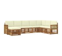 vidaXL Set di divani da esterno con cuscino 6 pcs Naturale e Crema, Divano da giardino, set modulare, mobilio outdoor resistente per terrazzo e patio, comodo