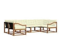 vidaXL Set di divani da esterno con cuscino 6 pcs Naturale e Crema, Divano da Giardino, Set Sezionale Moderno, Mobili da Terrazza Resistenti, Comfort per il Patio