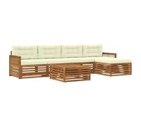 vidaXL Set di divani da esterno con cuscino 6 pcs Naturale e Crema, Divano da patio, set moderno, resistente agli agenti atmosferici, lounge da giardino, comodo per spazi relax