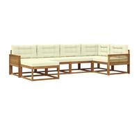vidaXL Set di divani da esterno con cuscino 6 pcs Naturale e Crema, Divano da patio, sezionale moderno, arredamento resistente per giardino, perfetto per lounge all'aperto