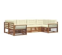 vidaXL Set di divani da esterno con cuscino 6 pcs Naturale e Crema, Divano Giardino Moderno, Set Sezionale Resistente, Seduta Lounge Esterna, Mobili Comodi per Spazi Esterni