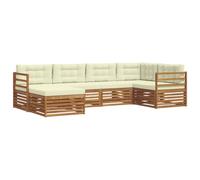 vidaXL Set di divani da esterno con cuscino 6 pcs Naturale e Crema, Divano moderno per esterni, set sezionale resistente, lounge comoda, mobili da giardino per il terrazzo