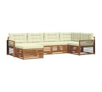 vidaXL Set di divani da esterno con cuscino 6 pcs Naturale e Crema, Divano moderno per esterni, set sezionale resistente, lounge comoda, mobili da giardino per il terrazzo