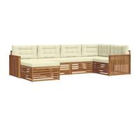 vidaXL Set di divani da esterno con cuscino 6 pcs Naturale e Crema, Divano moderno per esterni, set sezionale resistente, lounge comoda, mobili da giardino per il terrazzo