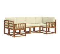 vidaXL Set di divani da esterno con cuscino 6 pcs Naturale e Crema, Divano modulare in legno di acacia, set di mobili da esterno moderni, soluzione per soggiorno da giardino, decorazioni per il giard