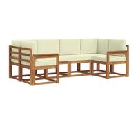 vidaXL Set di divani da esterno con cuscino 6 pcs Naturale e Crema, Divano modulare in legno di acacia, set di mobili da esterno moderni, soluzione per soggiorno da giardino, decorazioni per il giard