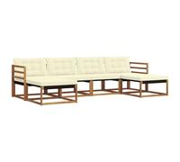 vidaXL Set di divani da esterno con cuscino 6 pcs Naturale e Crema, Divano Sezionale da Giardino, Lounge Moderna, Seduta Resistente per Ambienti Esterni e Comfort in Terrazza