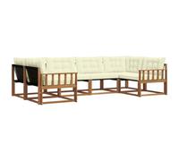 vidaXL Set di divani da esterno con cuscino 6 pcs Naturale e Crema, Divano Sezionale, Moderno, Mobili da Giardino, Relax in Terrazza, Set Lounge per Esterni Comodi