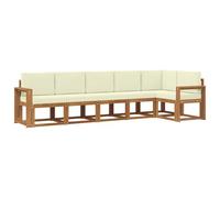 vidaXL Set di divani da esterno con cuscino 6 pcs Naturale e Crema, Divano Sezionale Moderno per Giardino, Resistente alle Intemperie, Comfort per Patio e Terrazzo