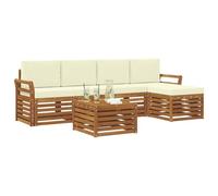 vidaXL Set di divani da esterno con cuscino 6 pcs Naturale e Crema, Divano sezionale moderno per giardino, arredo patio resistente, comodo per il tuo soggiorno all'aperto